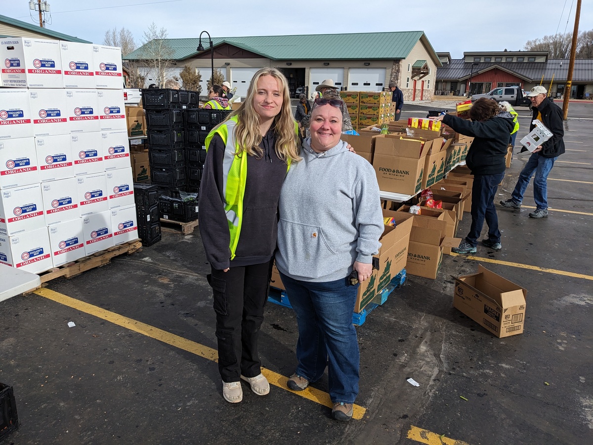 Hannah Stone and Katie Facklam - food bank of Wyoming volunteers