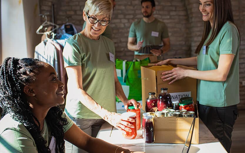 Volunteer at a food drive.