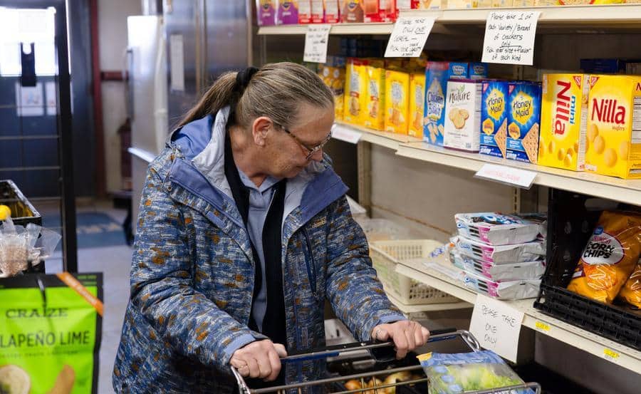 a person shopping at a Food pantry in Medicine Bow, WY